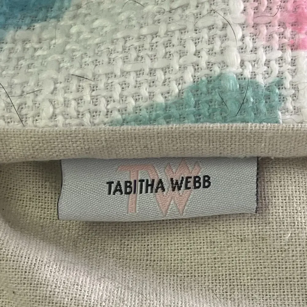 Tabitha Webb 2 Pillow Covers 20x20” Woven Fabric Watercolor Floral Embroidered